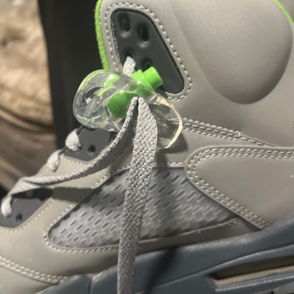 Jordan Gray and Green Athletic Shoes with Mesh Upper